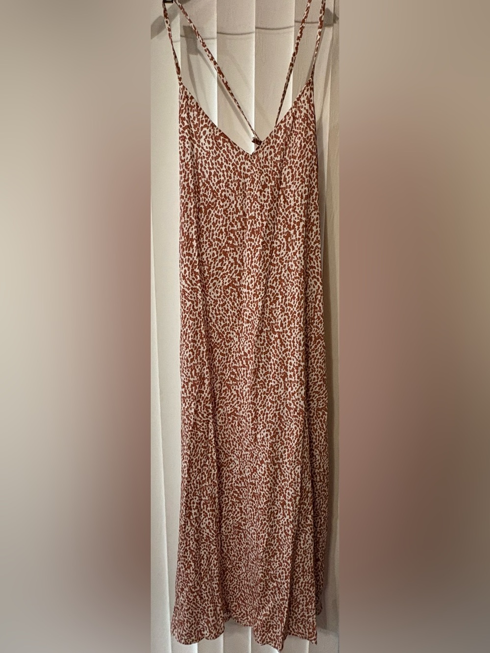 Women's Brown&White Animal Print Slip Maxi Dress NWT